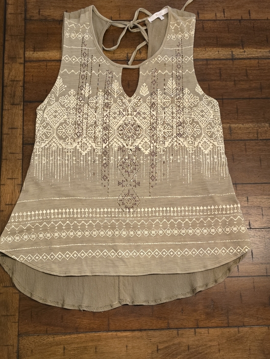 Miss Me Tops - Miss Me Embroidered Keyhole Tie-Back Tank
